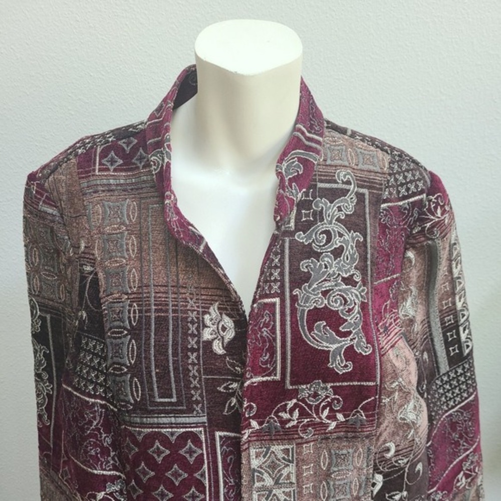 Dressbarn‎ Jacket Womens Plus 18/20 Red Floral Tapestry Long Sleeve Blazer - Picture 2 of 8